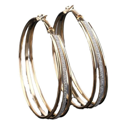 Women Multi-Layer Frosted Alloy Earrings Exaggerated Circle Ear Jewelry